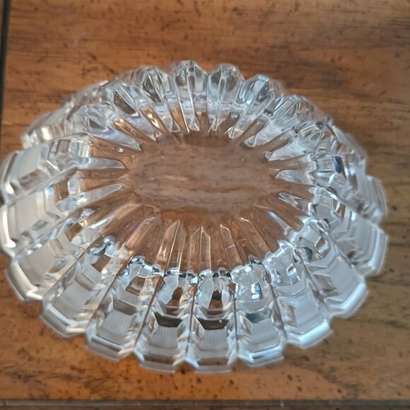 Vintage Russian Centerpiece 24% Lead Hand Cut Crystal Oval Clear Glass Bowl - Picture 4 of 4